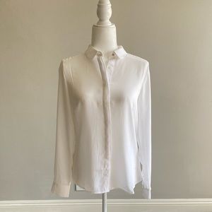 H&M white button blouse w/ hidden button detail